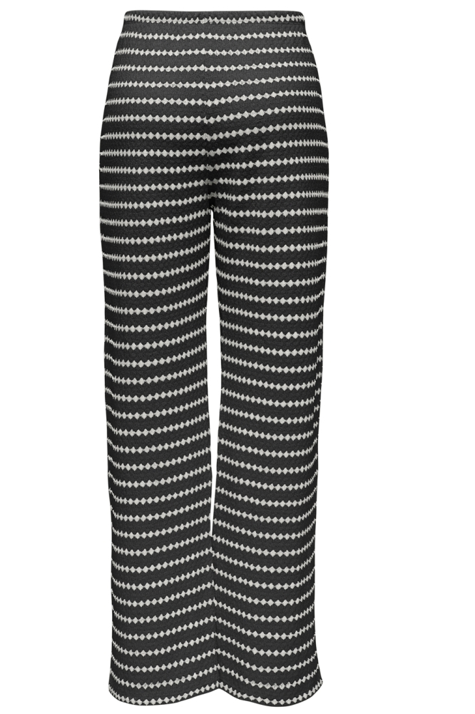 ONLEVA STRIPE WIDE LEG PANT JRS 15348629 BLACK/CLOUD DANCER